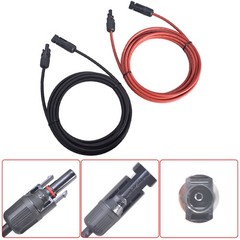 1 Pair 15ft 12AWG Black+Red Solar Panel Extension Cable Wire Connector