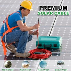 50ft Black + Red 10AWG Solar Panel Extension Cable Flexible Wire Connectors 6mm²