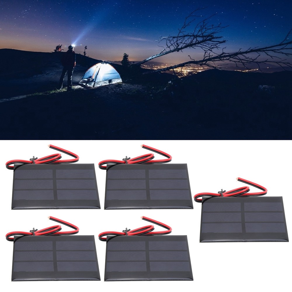 5Pcs Mini Solar Panel Battery Cell Board Module With 30cm Wire DC 0.65W 1.5V