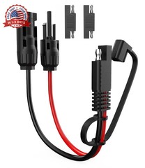 BERLAT Solar Extension Cable – 10AWG, 30cm with 2 SAE Polarity Reverse Adapters