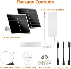 40W Solar Panel Charger Kit, Solar Panel for Security Camera 5V/12V Adjustabl…