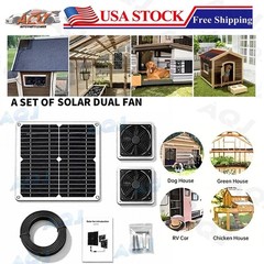 20W Solar Panel Kits with 2 Fans Waterproof for Chicken Coop Shed Greenhouse New