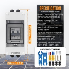 Solar Panels Disconnect Switch 10A 1000VDC PV Shut Off Switch Outdoor Circuit…