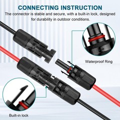 Kimbluth 10 AWG 50FT Solar Extension Cable Male/Female Connector Tinned Copper