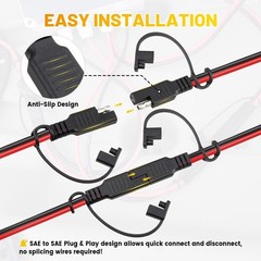 25FT Battery Charger SAE Extension Cable 16AWG, 2 Pin SAE Quick Connector for…