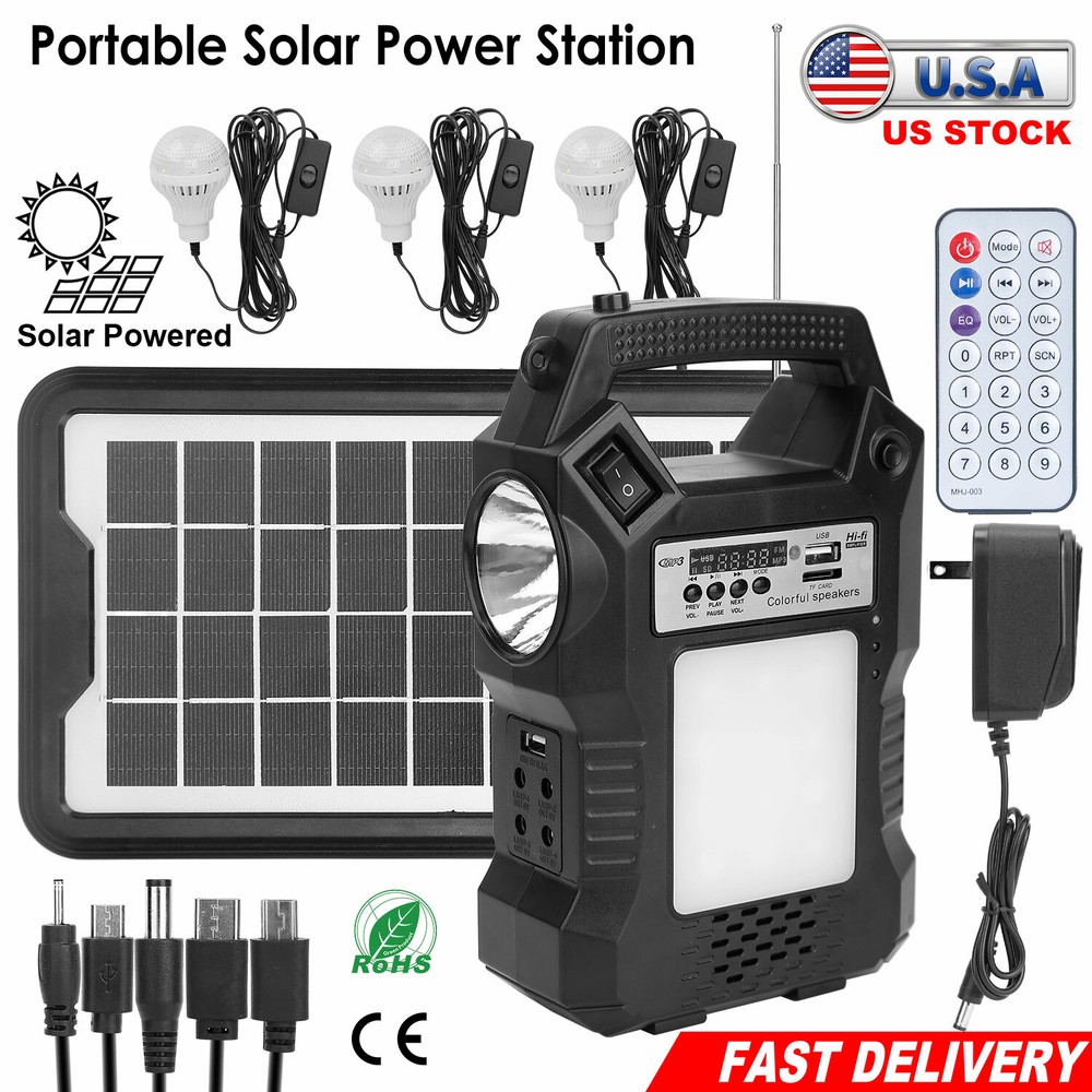Solar Generator Kits Power Station Emergency Output Power Backup w/Flashlight