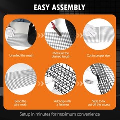 Solar Panel Bird Guard Mesh| 8in x 100ft Black PVC Coated Heavy Duty Galvaniz…