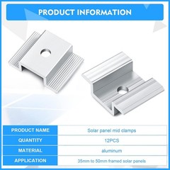 12 Pack Aluminium Solar Panel Mounting Brackets Solar Panel Clamp Kit 1.06