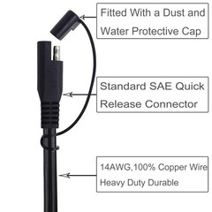 SCCKE 10FT 14AWG Battery Alligator Crocodile Clip to SAE Connector Extension …