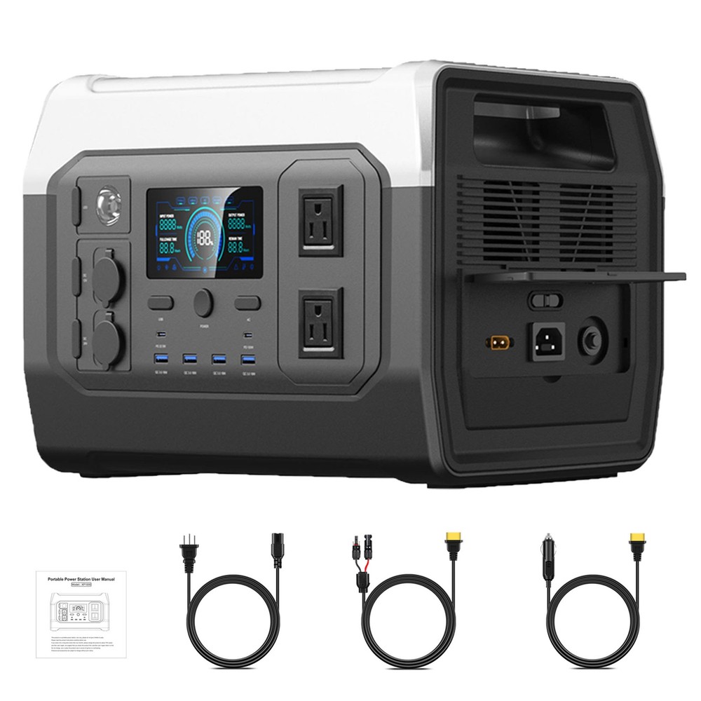 1800W Rate Portable Power Station 2600W Peak 1024Wh Solar Generator for RV