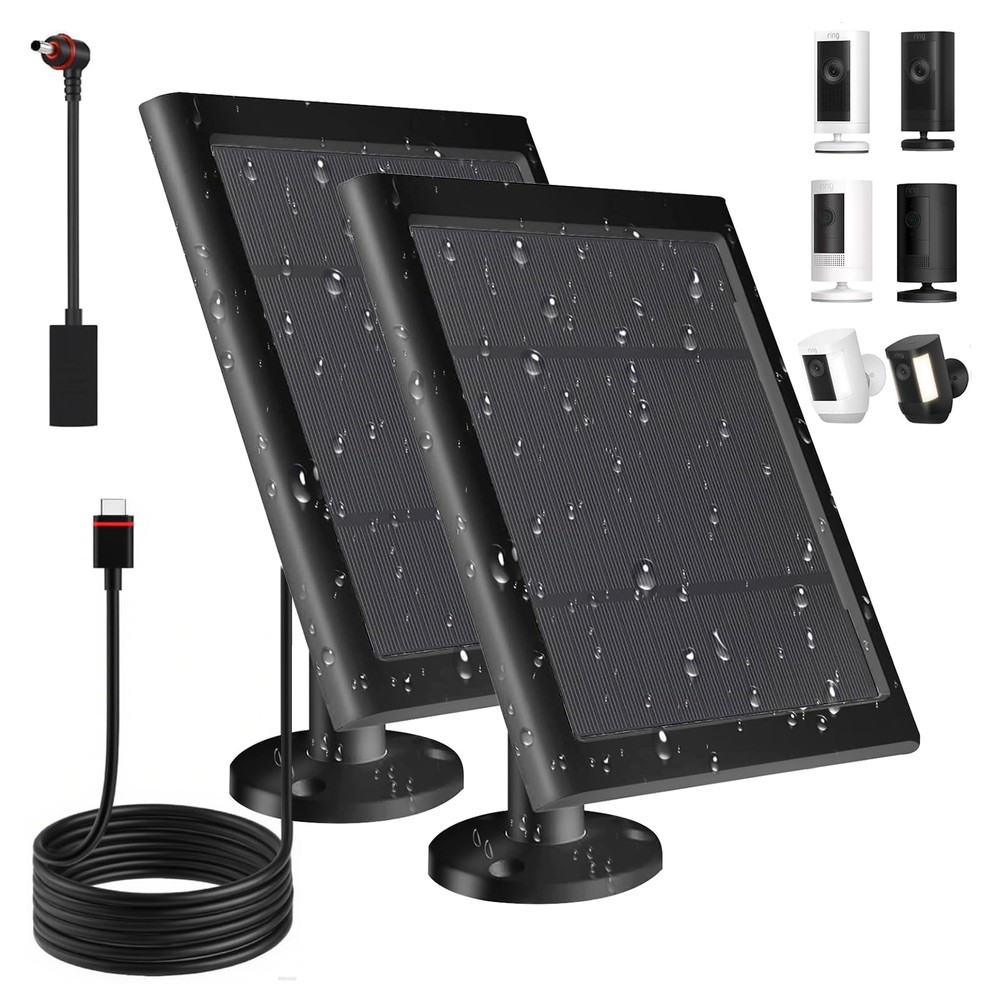 Solar Panel for Ring Camera(2nd Generation) Dustproof Waterproof 5W Solar Pan…