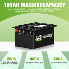 48V 105Ah Lithium Golf Cart Battery Smart 200A BMS for Golf Cart Clubcar EZGO RV