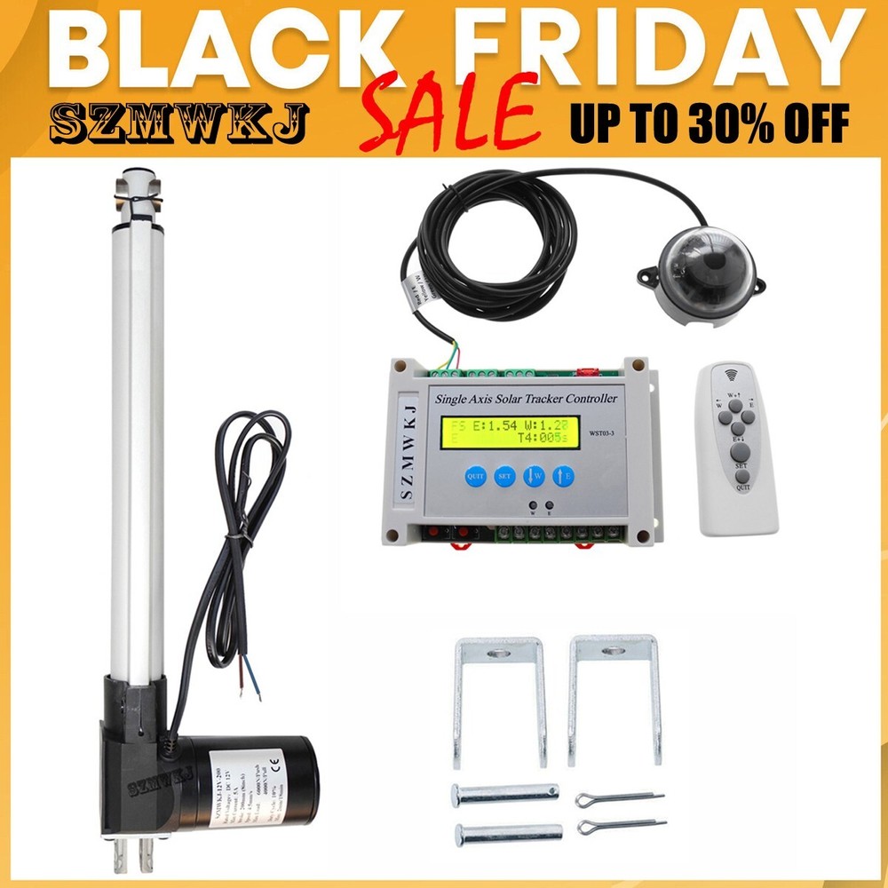 Single Axis Solar Tracker Kit + 6000N 400mm 16″ Linear Actuator + LCD Controller