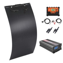 200W Mono Solar Panel Flexible High Efficiency Portable + LCD Car Inverter Kits