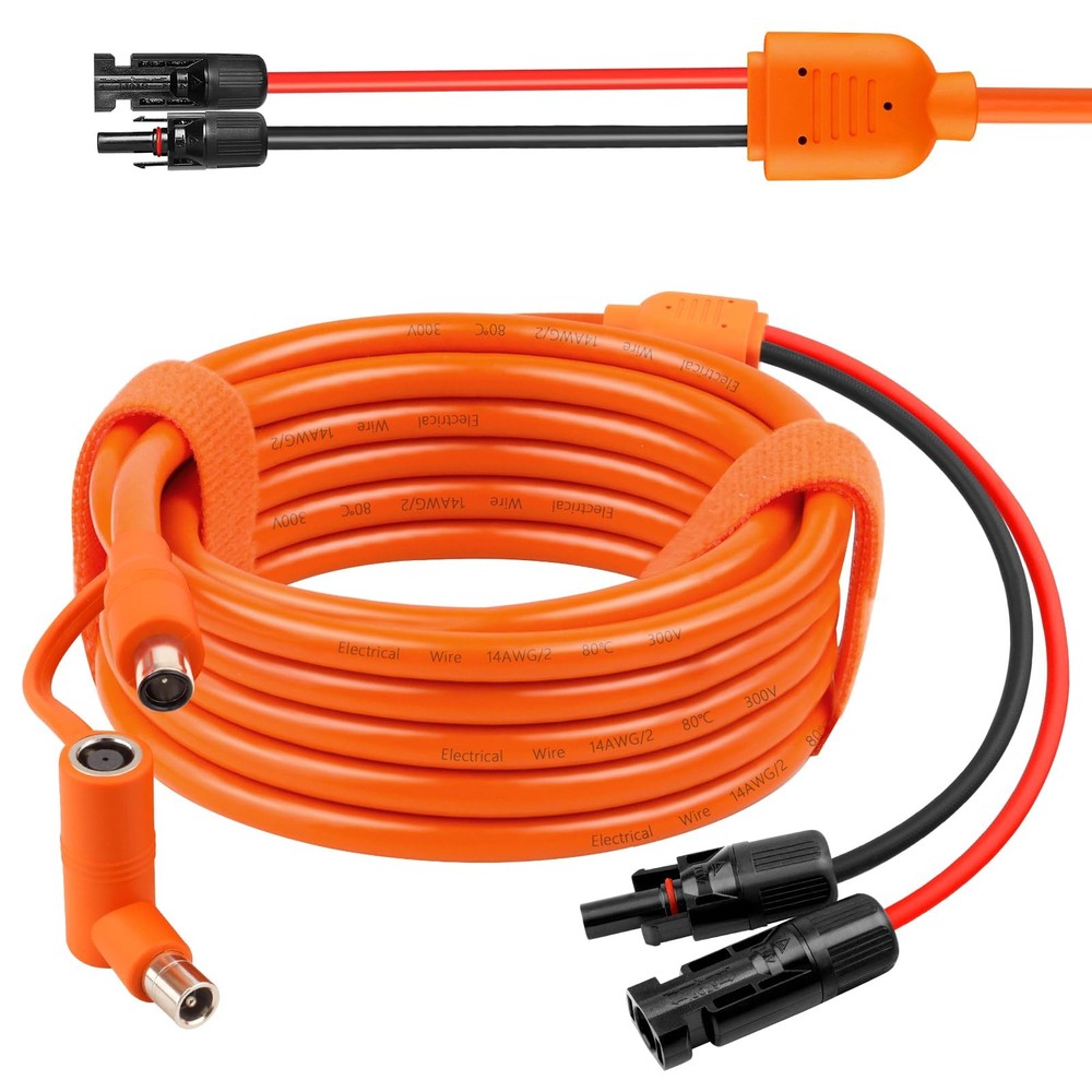 Solar to DC 8mm Charge Extension Cable 20FT,12AWG+14AWG Solar Cable with Sola…