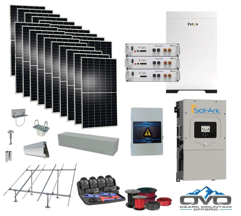 10KW Complete Offgrid Solar Kit + 15.36kWh Pytes Lithium Battery + 15K Sol Ark I