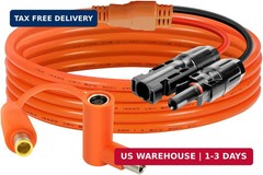 Solar Connector to DC 8mm Adapter Cable 10FT, 12AWG + 14AWG Tinned Copper Wire w