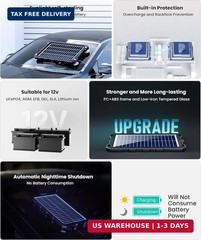 POWOXI Upgraded 7.5W-Solar-Battery-Trickle-Charger-Maintainer-12V Portable Water