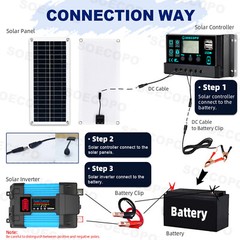 6000W Off-Grid Solar System Complete Kit Dual12V/24V To 110V/220V Inverter 100A