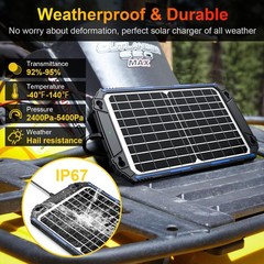 SUNER POWER Waterproof 12W 12V Solar Battery Charger & Maintainer Pro Built in