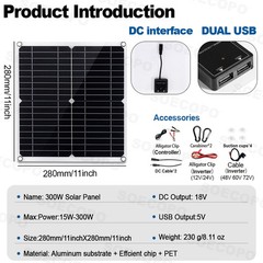 SOECOPO 15000W Complete Solar Power Kit | 300W Panel + Controller + Inverter