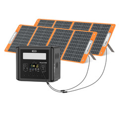 Flashfish T2000 Portable Power Station 1536Wh 2000W With 2*Solar Panel 100W 18V