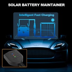 12W Solar Car Battery Charger Portable 12V Trickle Battery Charger & Maintain…