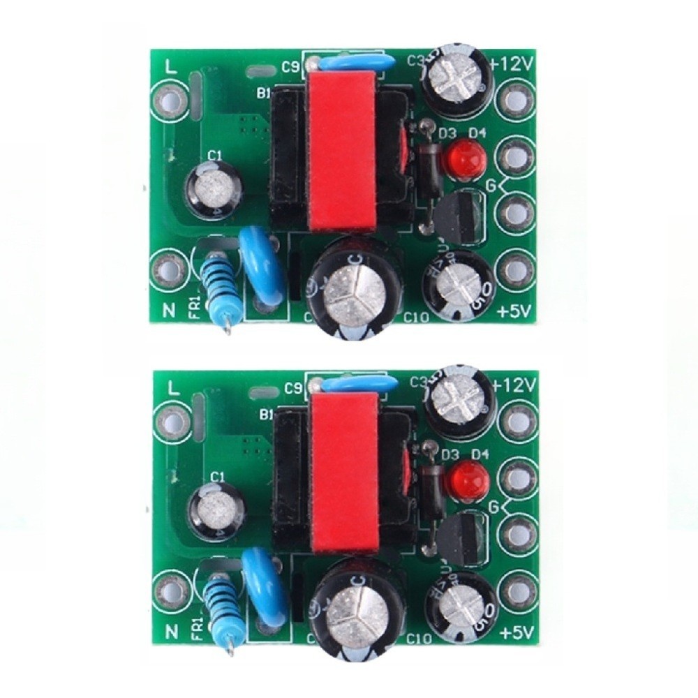 2PCS PCB Based AC DC Isolated Power Supply 110V 220V Input 12V 5V Output Module