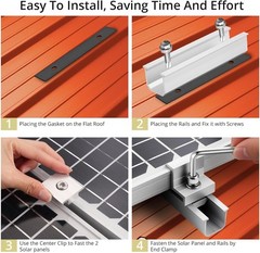 Solar Panel Mounting Brackets, Included 10 X 4.72 in Rails + 4 End Clamps + 6 Ce