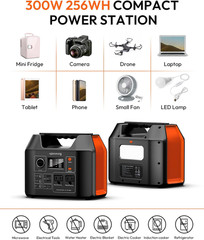 300W Solar Generator with 40W Panel, 256Wh Battery for Camping & Travel