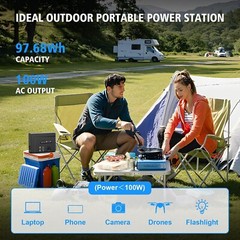 Open Box Powkey Portable Power Station 100W/97.68Wh Camping Portable Generator