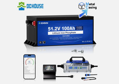 DC HOUSE Pro 48V 100Ah Lifepo4 Lithium Golf Cart Battery with 48V 18A Charger