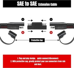 12FT 10AWG SAE Extension Cable for Solar Panel RV Battery Automotive