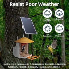 3W/5V Solar Panel with Built-in 6000mAh Battery,DC/USB-C/Micro USB Ports,Multi