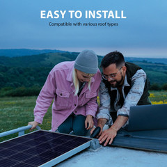 200 Watt 12 Volt, High Efficiency Monocrystalline Solar Panel with Solar Connect