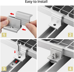 Solar Panel Mounting Brackets 30-50Mm Adjustable, 10Pcs Aluminum Solar Panel End
