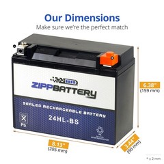 ZIPPBATTERY 24HL-BS Maintenance-Free 12V 21Ah Battery Replacement for ATV, Mo…