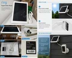 White Ring Super Solar Panel 5W Barrel Plug Connector For Spotlight Cam/ Stickup