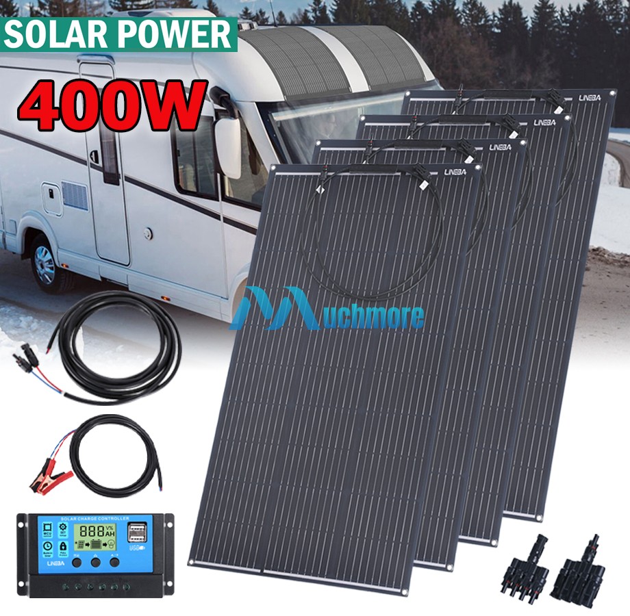200W 400W Ultra Thin Flexible Solar Panel Kit Mono 12V for RV Rooftop Off-Grid