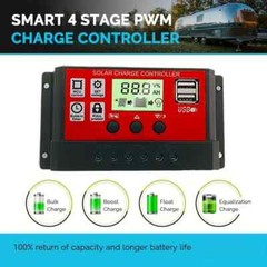 30A Solar Panel Battery Charge Controller 12V 24V, Dual USB Port, LCD Display
