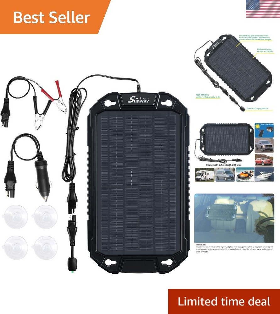 12V Solar Battery Charger with Reverse Charging Protection – Easy Installation