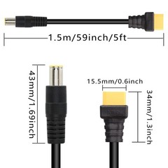 DC 8mm to XT60 Power Cable, 5Ft DC7909 7.9mm x 5.5mm Male to XT-60 Male Adapt.