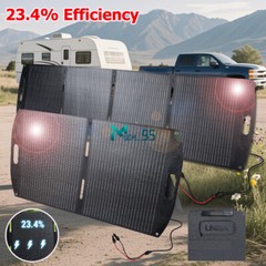 200W Portable Foldable Solar Panel Blanket Off Grid W/ USB & DC Charging Ports