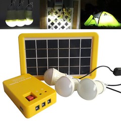 Solar Power Panel Generator Kit 5V USB Home System Charger 3 LED Bulbs Light