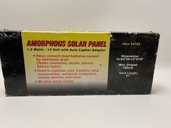 New Amorphous 44768 Silicon Solar Panel 12 Volt With Auto Lighter Adapter