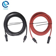 25 Feet Extension Cable Wire Connector Solar Panel 12AWG Black + Red 1 Pair