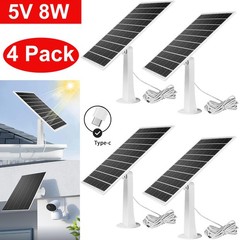 4 Pack Solar Panel for Ring Spotlight Camera/Stick Up Cam Battery Charger 8W 5V