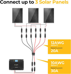 Bougerv Solar Parallel Connectors, 2 to 6 Y Branch 10AWG Cable | Adapter