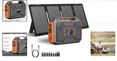 Portable Solar Generator 300W with 60W Solar Panel, 110V, USB QC3.0, RV Camping