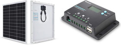 50 Watt 12 Volt Monocrystalline Solar Panel & 10 Amp 12V/24V PWM Negative Ground